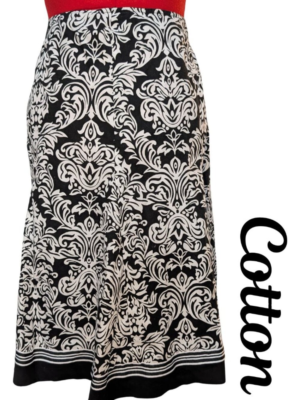Robbie Bee Black & White Cotton Skirt
